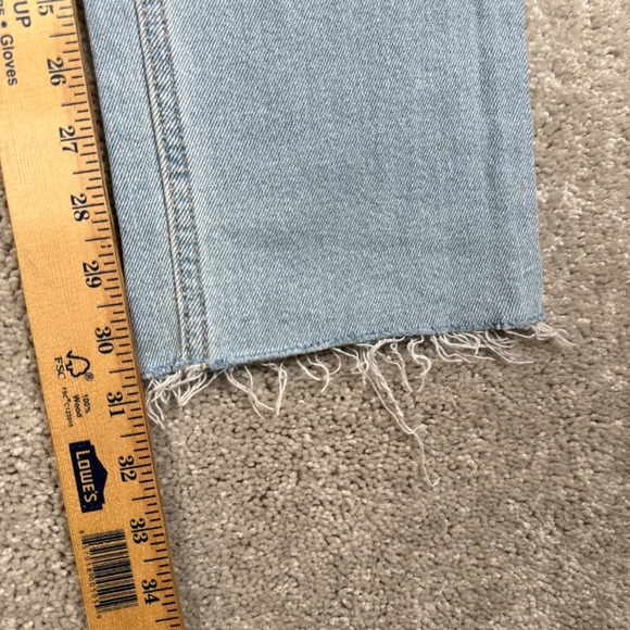 Hollister Womens 1 High Rise Straight Leg Distressed Light Denim Mom Jeans 25x31 - Picture 4 of 10